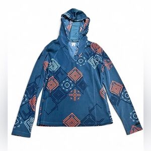 Columbia Women’s M Blue/Green and Orange Fleece Lightweight Hoodie Outdoor